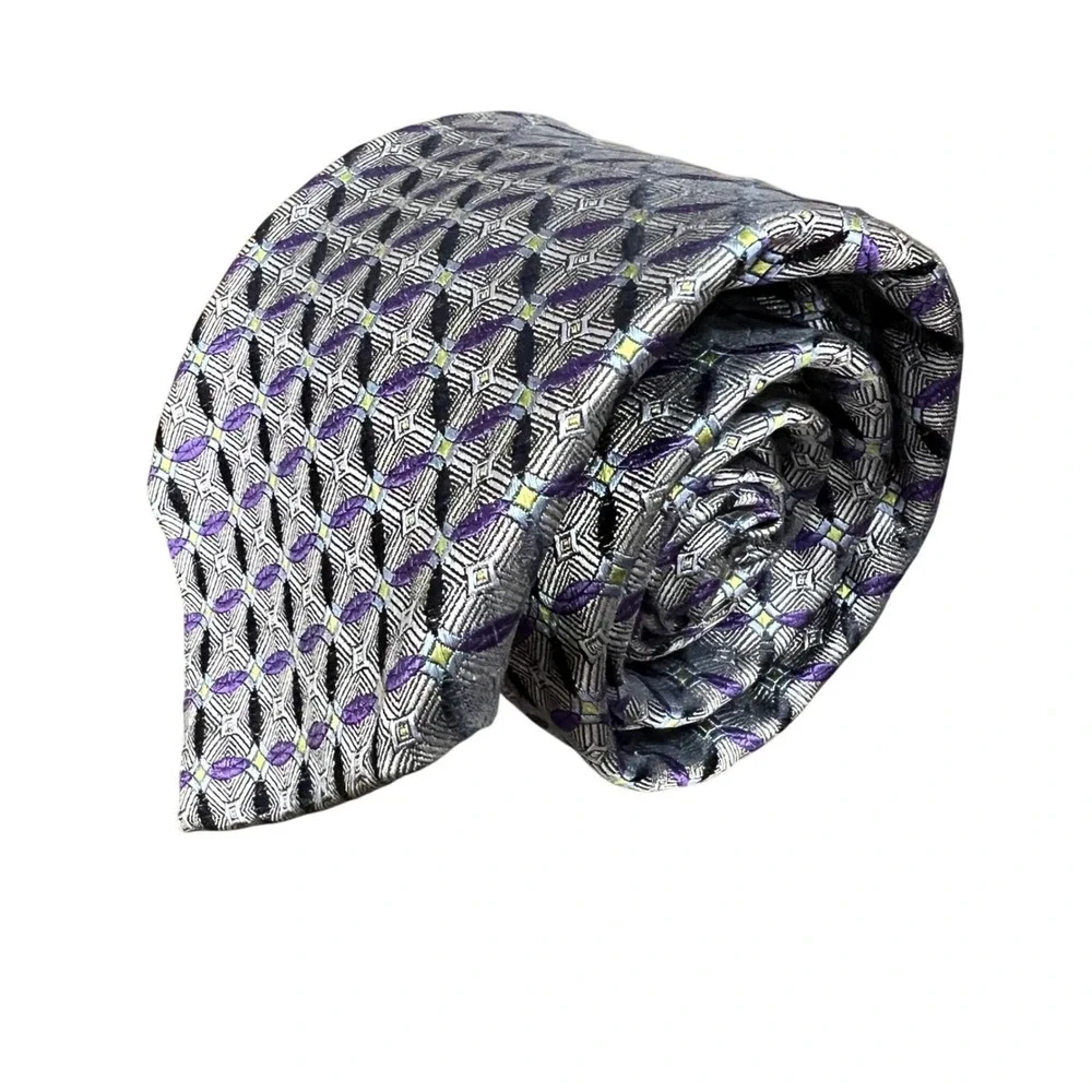 Robert Talbott Best of‎ Class Paul Simon Necktie Geometric Purple Gray Men's
